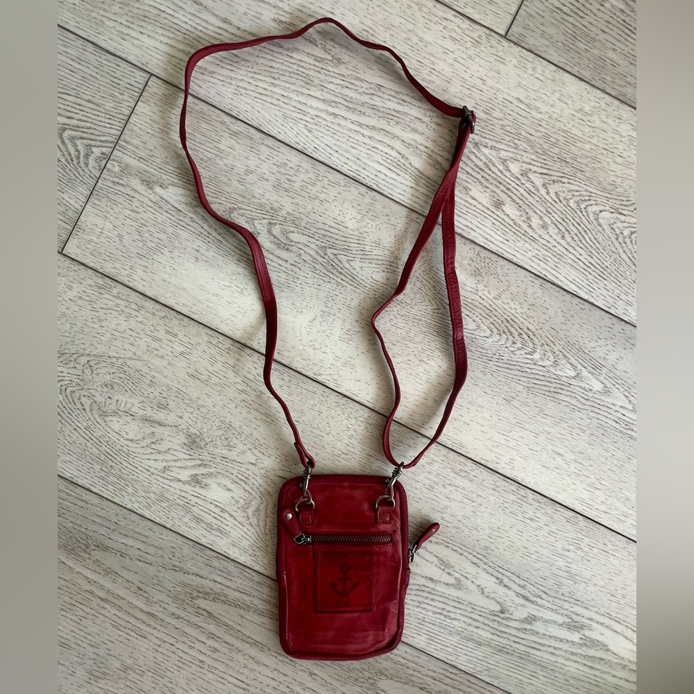 Harbour 2nd Benita Crossbody Bag Dark Red Leather Phone Case Purse - Picture 9 of 9